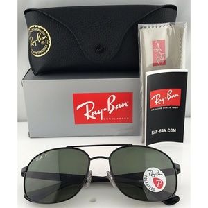 Ray-Ban Sunglasses Black w/Green Polarized Lens